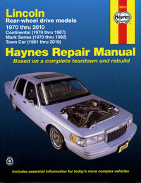 Lincoln RWD covering Continental (1970-1987) Mark Series (1970-1992) Town Car (1981-2010) Haynes Repair Manual (USA)