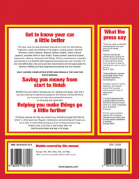 Triumph TR2, TR3, TR3A, TR4 & TR4A (1952-1967) Haynes Repair Manual Printed Book Back Cover