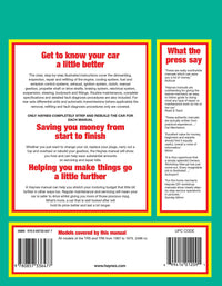 Triumph TR5 & 6 (1967-1975) Haynes Repair Manual Printed Book Back Cover