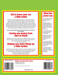 Volkswagen Beetle 1300 & 1500 (1965-1975) Haynes Repair Manual Printed Book Back Cover