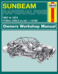 Sunbeam Alpine, Rapier & H120 (1967-1974) Haynes Repair Manual Printed Book Front Cover