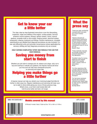 Renault 4 (1961-1986) Haynes Repair Manual Printed Book Back Cover