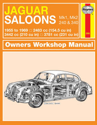 Jaguar MkI & II, 240 & 340 (1955-1969) Haynes Repair Manual Printed Book Front Cover