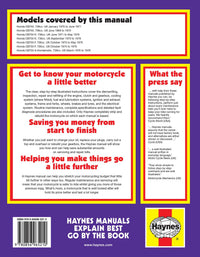 Honda CB750 sohc Four (1969-1979) Haynes Repair Manual Printed Book Back Cover
