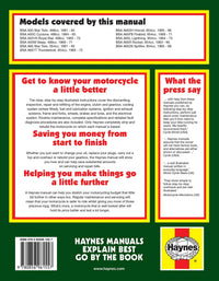 BSA A50 & A65 Twins (1962-1973) Haynes Repair Manual Printed Book Back Cover