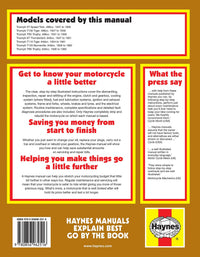 Triumph Pre-Unit Twins (1947-1962) Haynes Repair Manual Printed Book Back Cover
