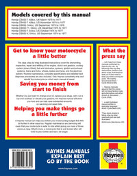 Honda CB400 & CB550 Fours (1973-1977) Haynes Repair Manual Printed Book Back Cover