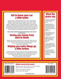 Porsche 911 (1965-1985) Haynes Repair Manual Printed Book Back Cover
