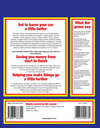 Fiat X1/9 (1974-1989) Haynes Repair Manual Printed Book Back Cover