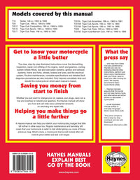 Triumph Tiger Cub & Terrier (1952-1969) Haynes Repair Manual Printed Book Back Cover