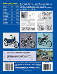 Honda CG125 (1976-2007) Haynes Repair Manual Printed Book Back Cover