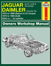 Jaguar XJ12, XJS & Sovereign; Daimler Double Six (1972-1988) Haynes Repair Manual Printed Book Front Cover