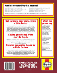 Kawasaki 750 Air-cooled Fours (1980-1991) Haynes Repair Manual Printed Book Back Cover