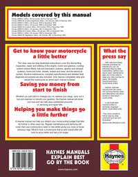 Honda CB650 sohc Fours (1978-1984) Haynes Repair Manual Printed Book Back Cover