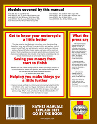 Honda MB, MBX, MT & MTX50 (1980-1993) Haynes Repair Manual Printed Book Back Cover