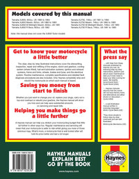 Yamaha XJ650 & 750 Fours (1980-1984) Haynes Repair Manual Printed Book Back Cover