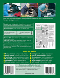 Fiat Panda (1981-1995) Haynes Repair Manual Printed Book Back Cover