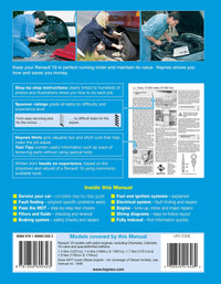 Renault 19 Petrol (1989-1996) Haynes Repair Manual Printed Book Back Cover