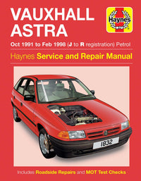 Vauxhall Astra Petrol (Oct 1991-Feb 1998) Haynes Repair Manual Printed Book Front Cover