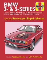 BMW 3- & 5-Series Petrol (1981-1991) Haynes Repair Manual Printed Book Front Cover