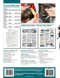 Kawasaki EX500 (GPZ500S) & ER500 (ER-5) (1987-2008) Haynes Repair Manual Printed Book Back Cover
