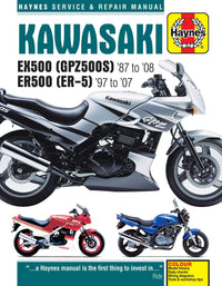 Kawasaki EX500 (GPZ500S) & ER500 (ER-5) (1987-2008) Haynes Repair Manual Printed Book Front Cover