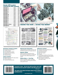 Honda VFR750 & 700 V-Fours (1986-1997) Haynes Repair Manual Printed Book Back Cover