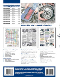 Honda CBR900RR FireBlade (1992-1999) Haynes Repair Manual Printed Book Back Cover