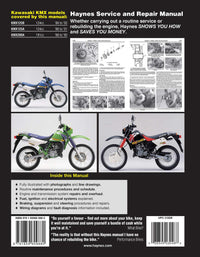 Kawasaki KMX125 & 200 (1986-2002) Haynes Repair Manual Printed Book Back Cover