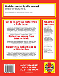 Honda NS125 (1986-1993) Haynes Repair Manual Printed Book Back Cover