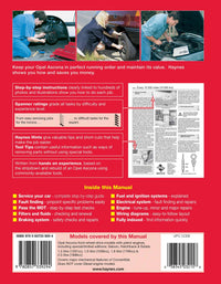 Opel Ascona Petrol (1981-1988) Haynes Repair Manual Printed Book Back Cover