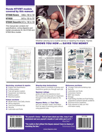 Honda NTV600 Revere, NTV650 & NT650V Deauville (1988-2005) Haynes Repair Manual Printed Book Back Cover