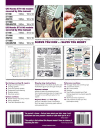 Honda ST1100 Pan European V-Fours (1990-2002) Haynes Repair Manual Printed Book Back Cover