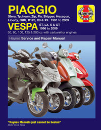 Piaggio & Vespa Scooters (1991-2009) Haynes Repair Manual Printed Book Front Cover