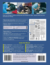 Vauxhall/Opel Omega Petrol (1994-1999) Haynes Repair Manual Printed Book Back Cover