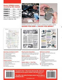 Honda VFR800 V-Fours (1997-2001) Haynes Repair Manual Printed Book Back Cover