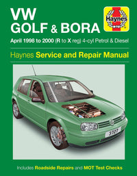 Volkswagen Golf & Bora Petrol & Diesel (April 1998-2000) Haynes Repair Manual Printed Book Front Cover