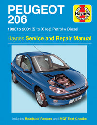 Peugeot 206 Petrol & Diesel (1998-2001) Haynes Repair Manual Printed Book Front Cover