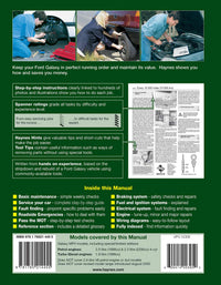 Ford Galaxy Petrol & Diesel (1995-Aug 2000) Haynes Repair Manual Printed Book Back Cover