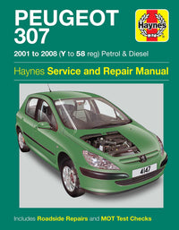 Peugeot 307 Petrol & Diesel (2001-2008) Haynes Repair Manual Printed Book Front Cover