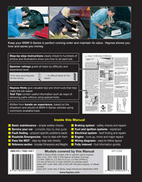 BMW 5-Series 6-cyl Petrol (April 1996-Aug 2003) Haynes Repair Manual Printed Book Back Cover
