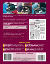 Audi A3 Petrol & Diesel (1996-May 2003) Haynes Repair Manual Printed Book Back Cover