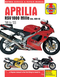 Aprilia RSV1000 Mille (1998-2003) Haynes Repair Manual Printed Book Front Cover