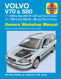 Volvo V70 / S80 Petrol & Diesel (1998-2007) Haynes Repair Manual Printed Book Front Cover