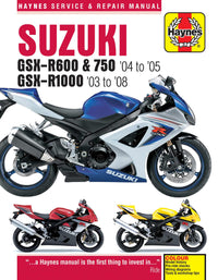 Suzuki GSX-R600/750 (2004-2005) & GSX-R1000 (2003-2008) Haynes Repair Manual Printed Book Front Cover
