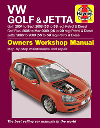 Volkswagen Golf (2004-Sept 2008), Golf Plus (2005-Mar 2009) & Jetta (2006-2009) Haynes Repair Manual Printed Book Front Cover
