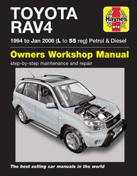 Toyota RAV4 Petrol & Diesel (1994-Jan 2006) Haynes Repair Manual Printed Book Front Cover