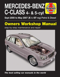 Mercedes-Benz C-Class Petrol & Diesel (Sept 2000-May 2007) Haynes Repair Manual Printed Book Front Cover