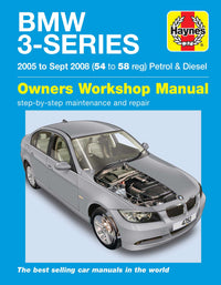 BMW 3-Series Petrol & Diesel (2005-Sept 2008) Haynes Repair Manual Printed Book Front Cover