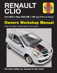 Renault Clio Petrol & Diesel (Oct 2005-May 2009) Haynes Repair Manual Printed Book Front Cover